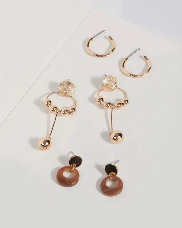 Gold Beaded Drop Earrings sold by Collete Hayman