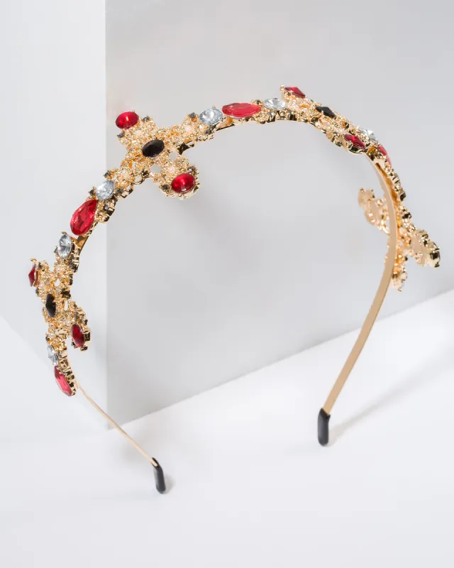 Multi Colour Crystal Cross Detail Headband sold by Collete Hayman