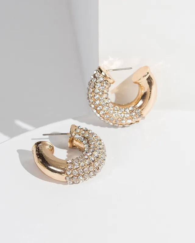 Gold Chunky Pave Hoop Earrings sold by Collete Hayman