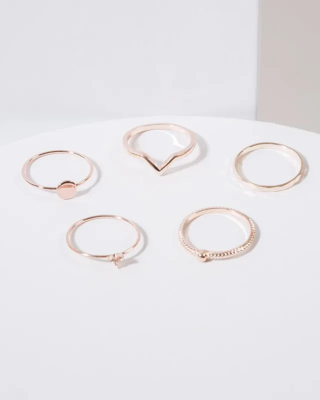 Rose Gold 5 Pack Multi Pendant Rings sold by Collete Hayman