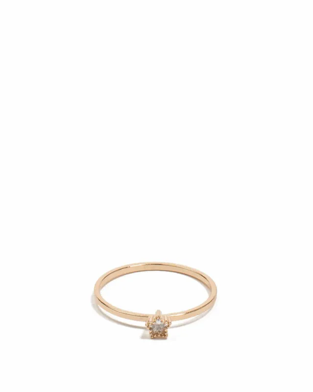 Cubic Zirconia Gold Tone Mini Star Ring - Large sold by Collete Hayman