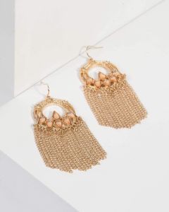 Gold Metal Hoop Drop Earrings sold by Collete Hayman