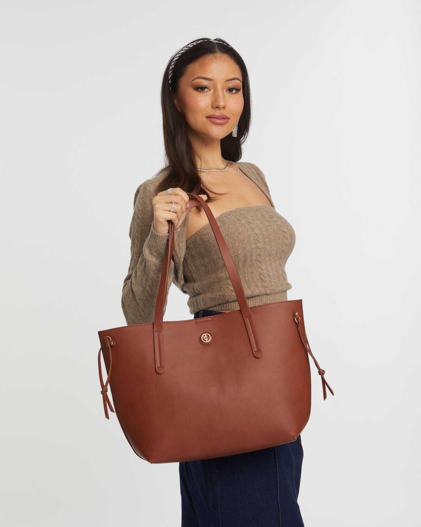 Brown Sabina Tie Tote Bag sold by Collete Hayman product image thumbnail 2