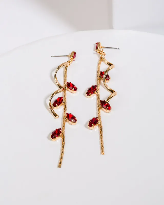 Red Stone Post Drop Earrings sold by Collete Hayman