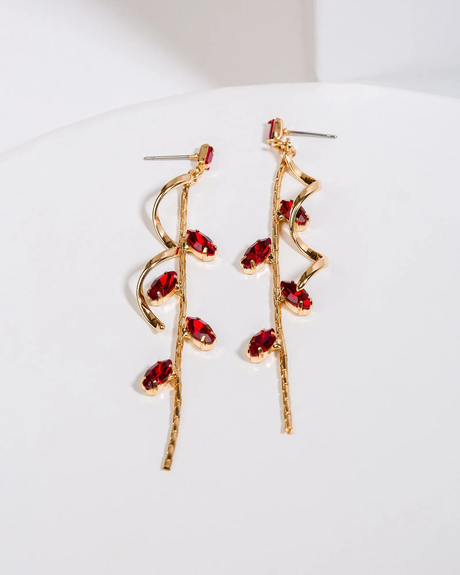 Red Stone Post Drop Earrings sold by Collete Hayman