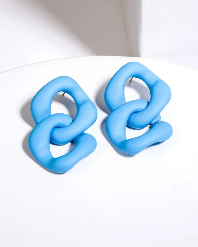 Blue Double Square Chain Earrings sold by Collete Hayman