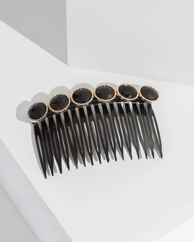 Black Round Metal Outline Hair Comb sold by Collete Hayman