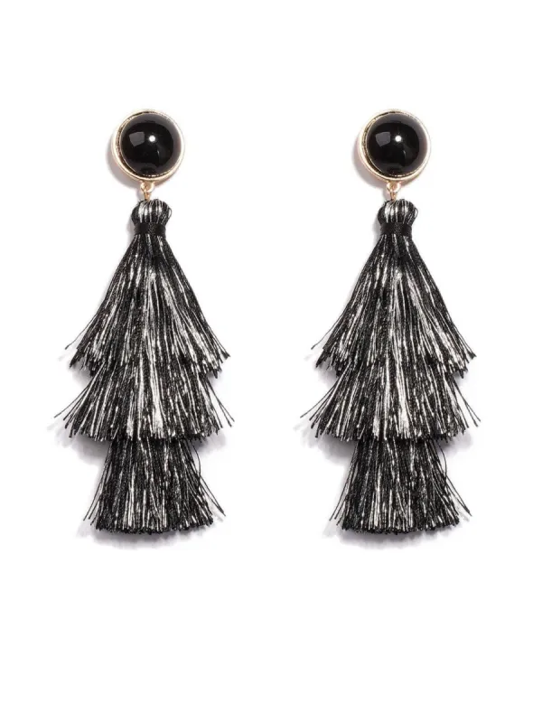 Triple Layer Tassel Statement Earrings sold by Collete Hayman