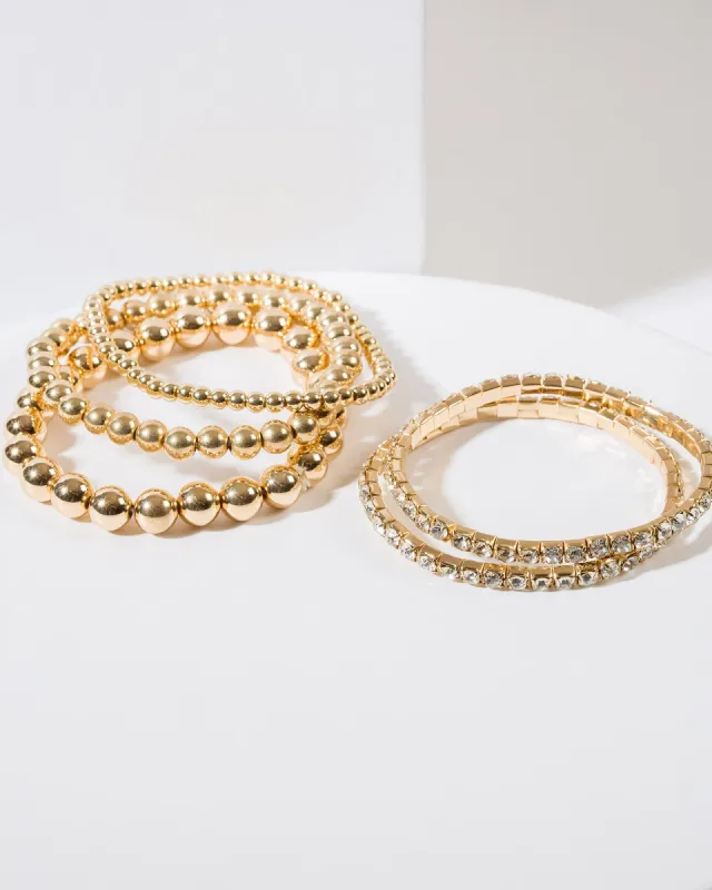 Gold Multi Chunky Bead Bracelet Pack sold by Collete Hayman