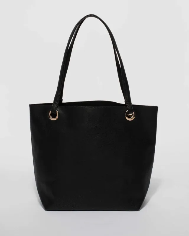 Black Selena Eyelet Tote Bag sold by Collete Hayman