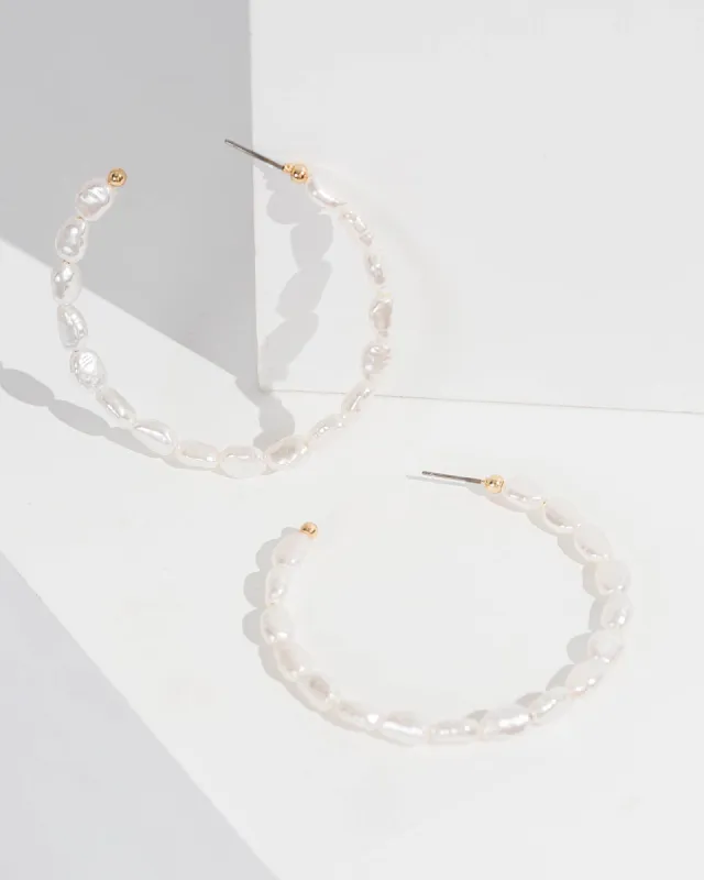 Pearl Large Hoop Earrings sold by Collete Hayman