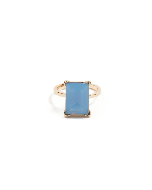 Blue Gold Tone Cocktail Ring - Medium sold by Collete Hayman