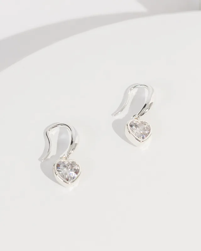 Silver Heart Hook Drop Earrings sold by Collete Hayman