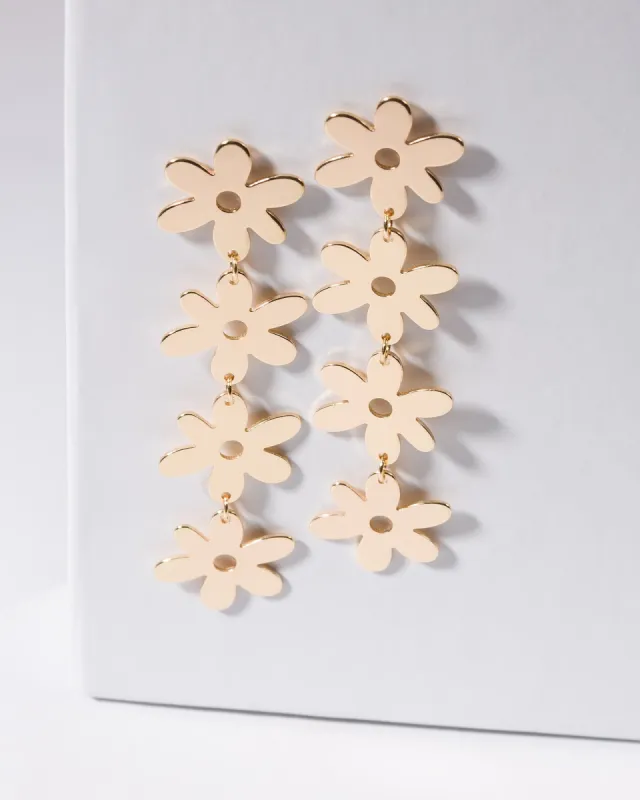 Gold Triple Flower Chain Earrings sold by Collete Hayman