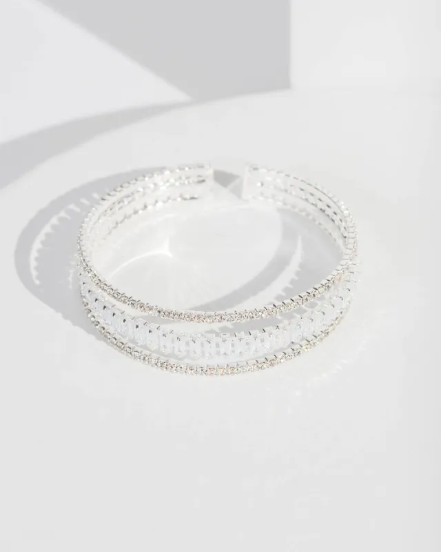Silver Crystal Triple Cuff Bracelet sold by Collete Hayman
