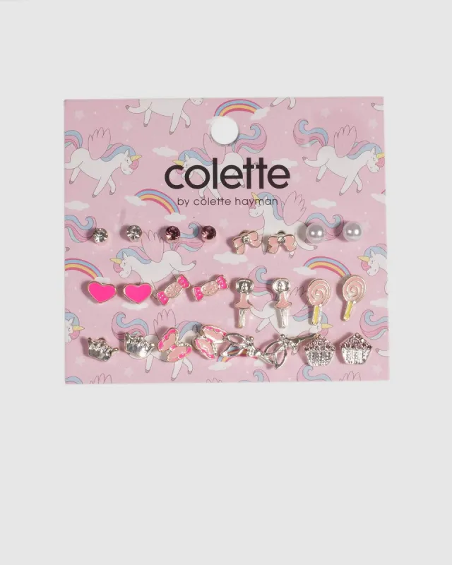 Pink Lolly and Bow Multi Stud Earrings sold by Collete Hayman