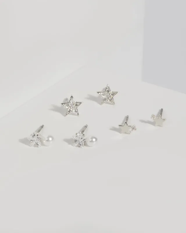 Silver Star and Pearl Earring Set sold by Collete Hayman