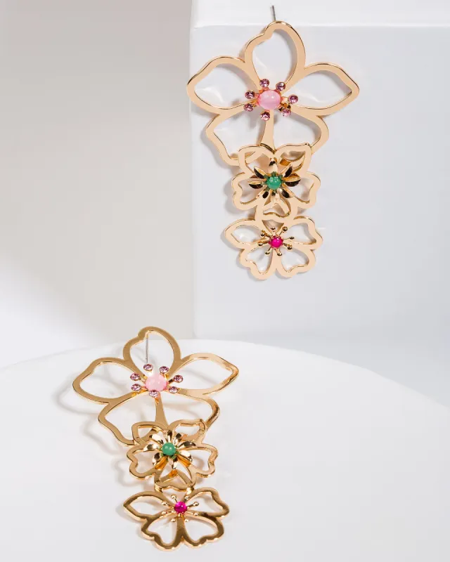 Pink Triple Flower Earrings sold by Collete Hayman