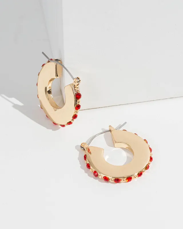 Red Mini Disc Hoop Earrings sold by Collete Hayman