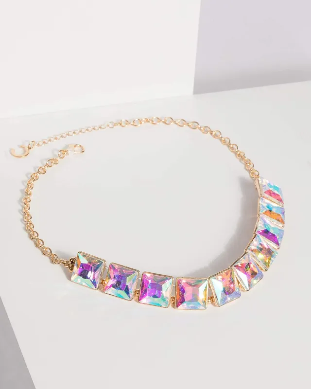 Crystal Ab Square Necklace made by Collete Hayman