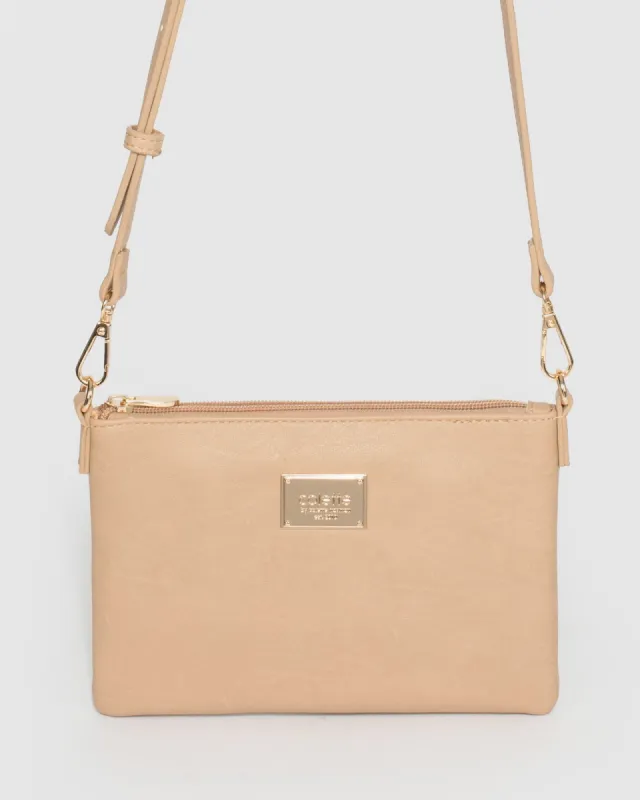 Beige Peta Strap Crossbody Bag sold by Collete Hayman