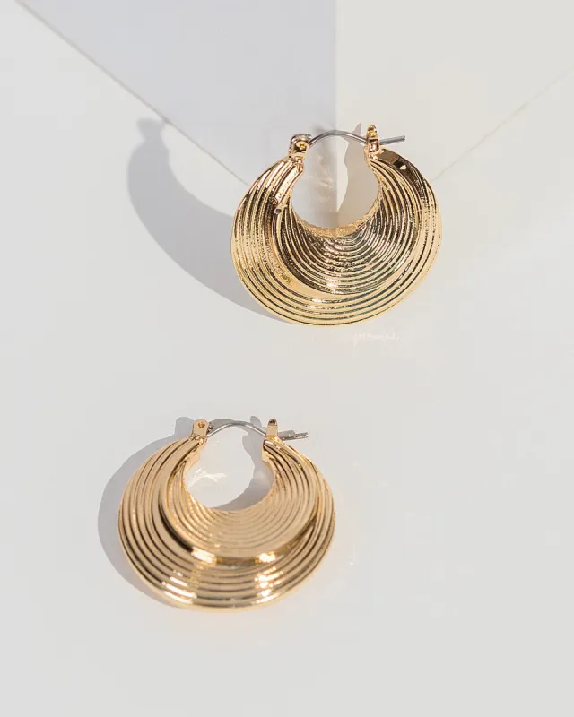 Gold Textured Scoop Shape Hoop Earrings sold by Collete Hayman