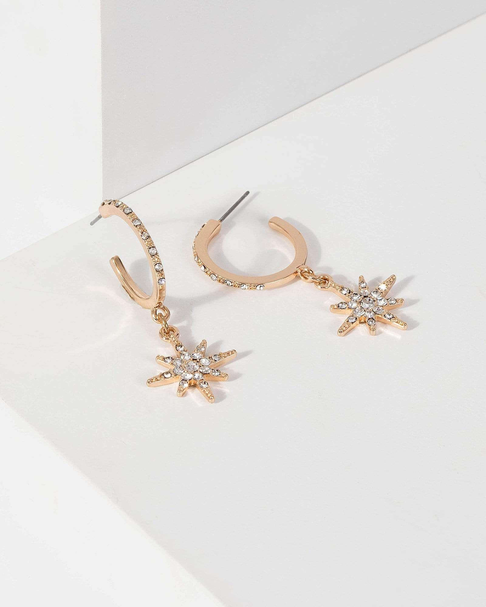 Gold Crystal Hoop Earrings with Star Charm sold by Collete Hayman