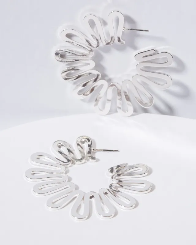 Silver Swirled Round Statement Earrings sold by Collete Hayman