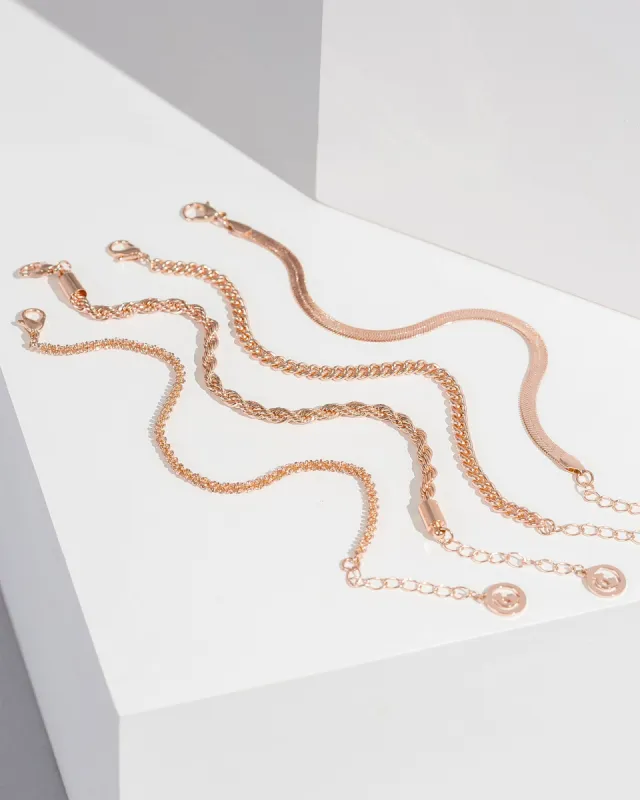 Rose Gold Mixed Chain Bracelet sold by Collete Hayman