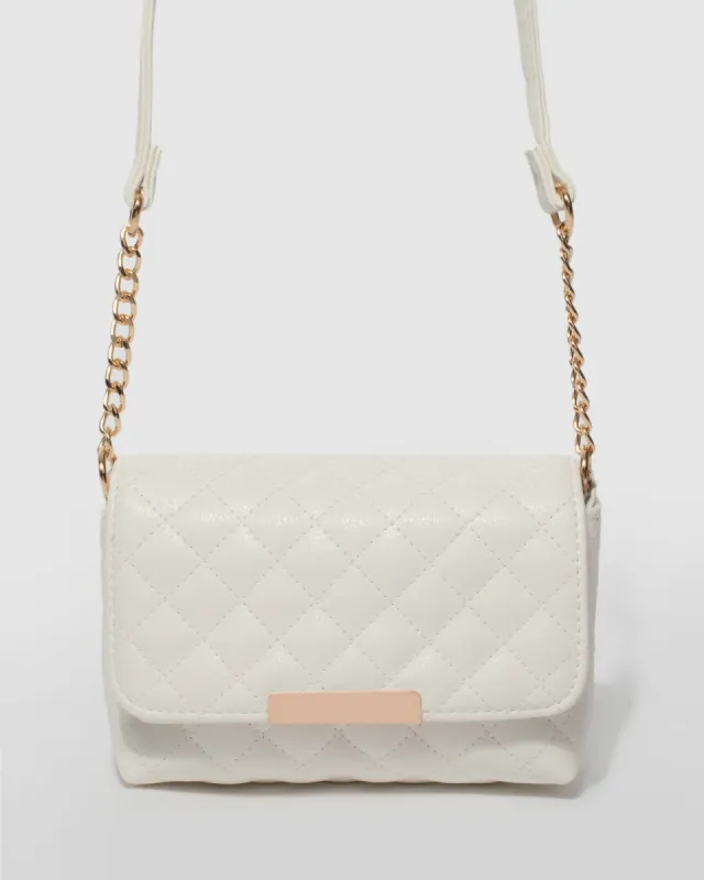 White Tasha Quilt Crossbody Bag sold by Collete Hayman