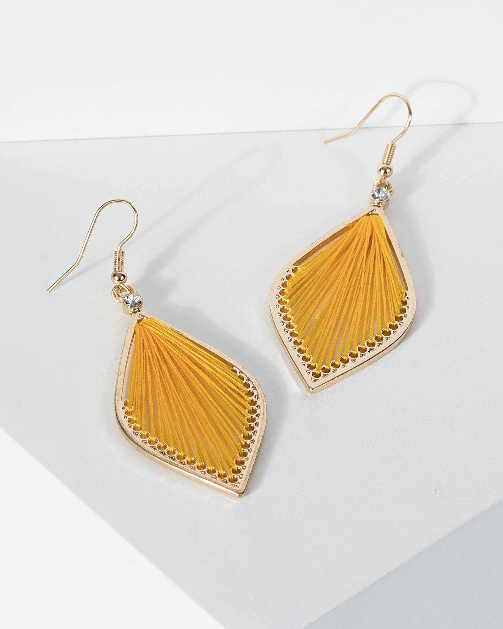 Yellow Teardrop Thread Earrings sold by Collete Hayman