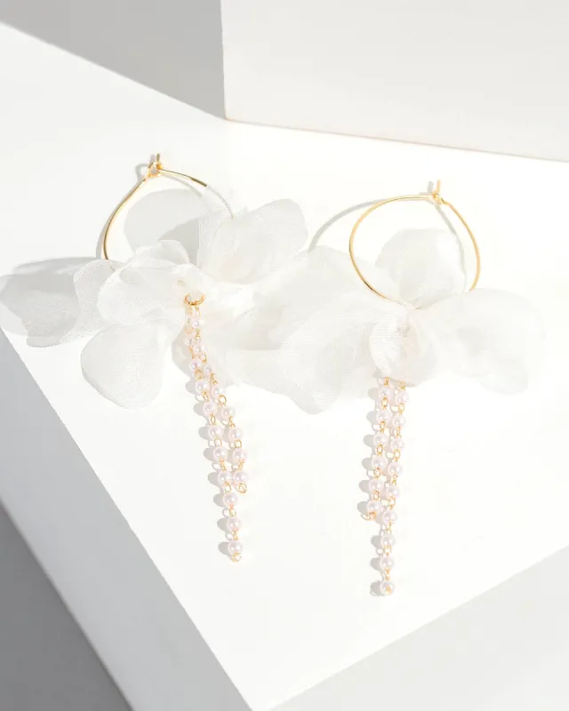 Pearl Flower Hoop Earrings sold by Collete Hayman