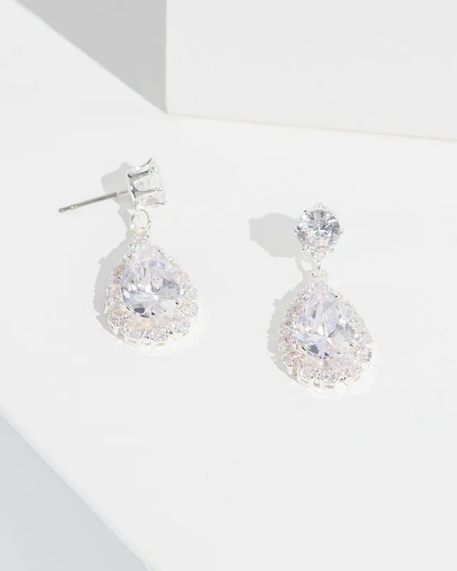 Crystal Cubic Zirconia Framed Tear Drop Earrings sold by Collete Hayman