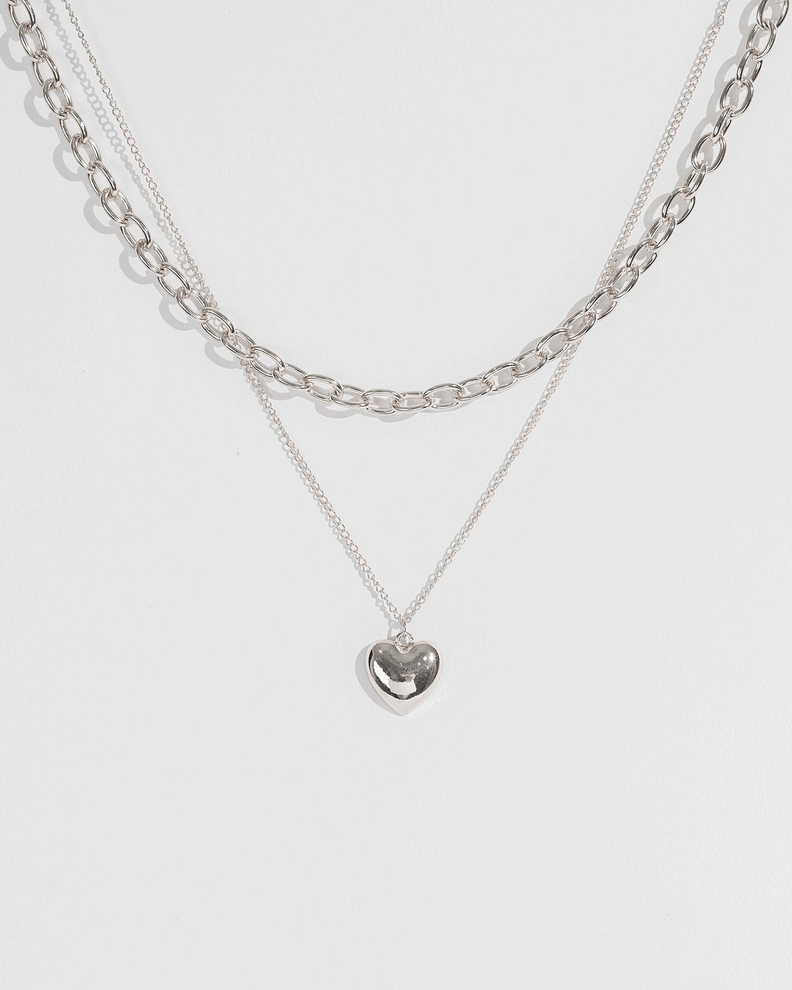 Silver Heart Pendant Layered Necklace sold by Collete Hayman product image thumbnail 2