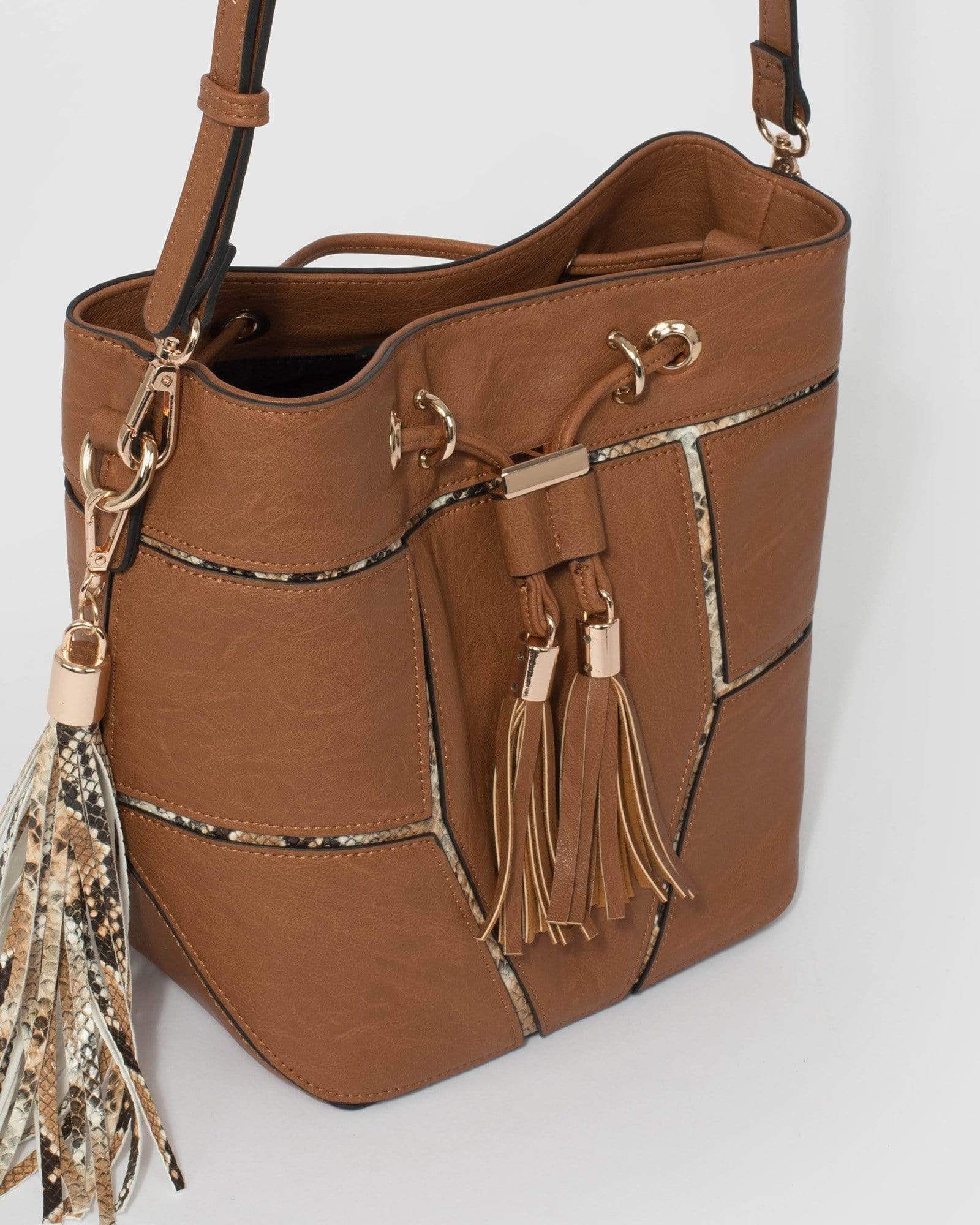 Tan Sadie Drawstring Cross Body Bag sold by Collete Hayman product image thumbnail 3