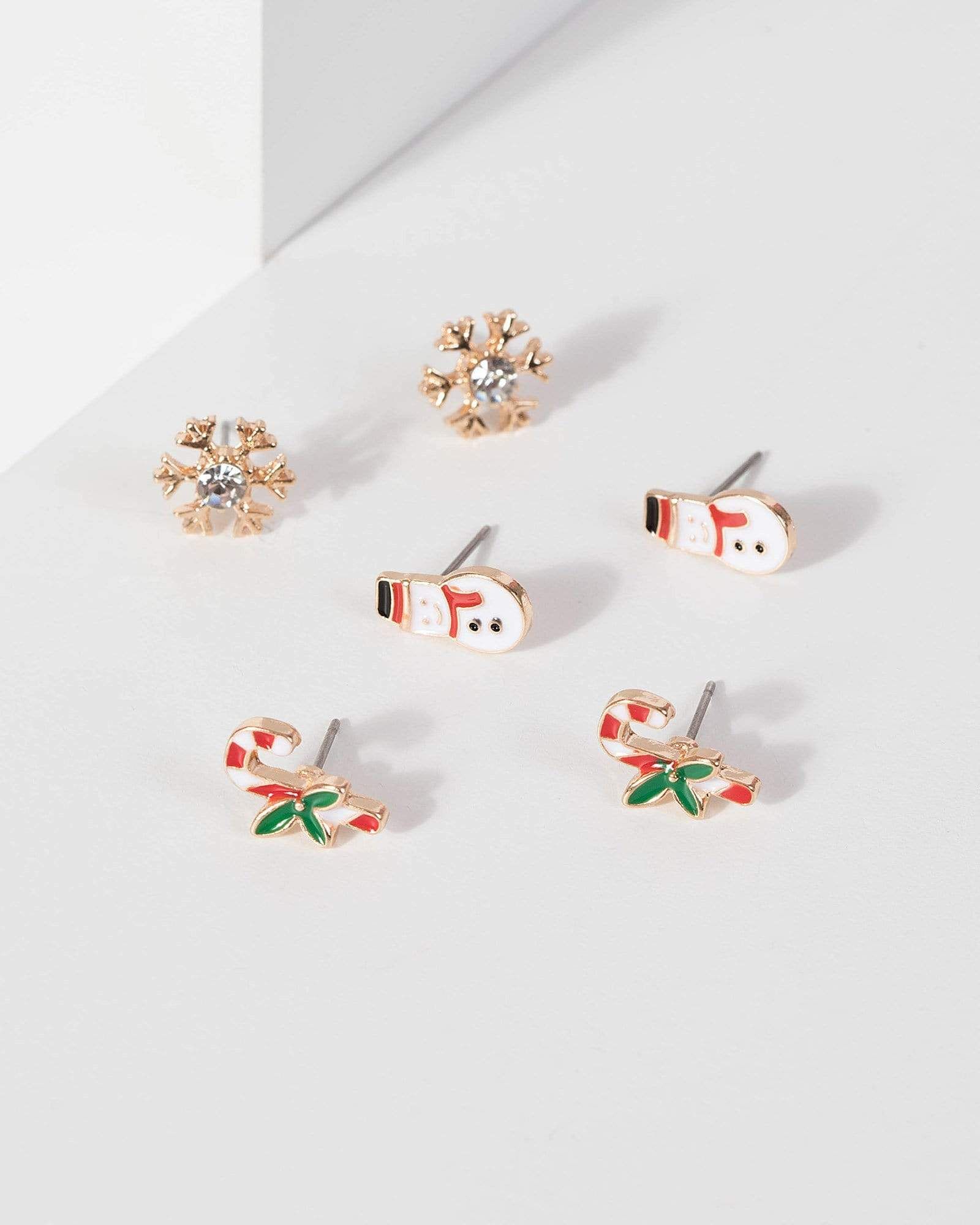 3 Pack Snowman And Candy Cane Stud Earrings sold by Collete Hayman product image thumbnail 3