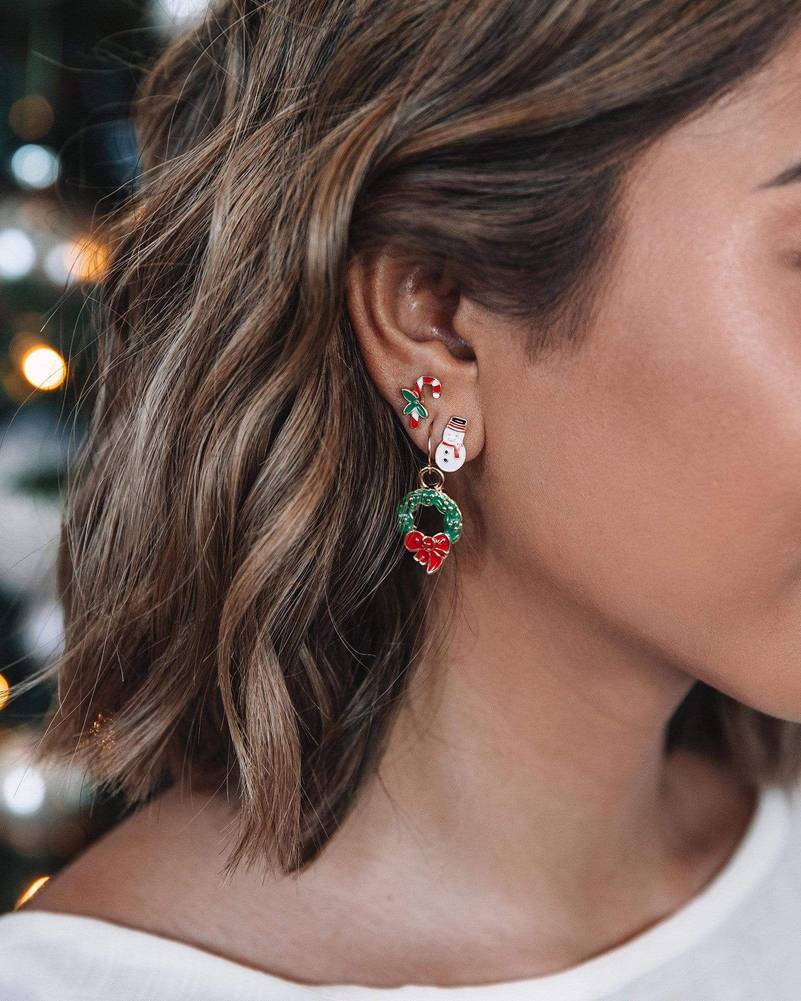 3 Pack Snowman And Candy Cane Stud Earrings sold by Collete Hayman product image thumbnail 4