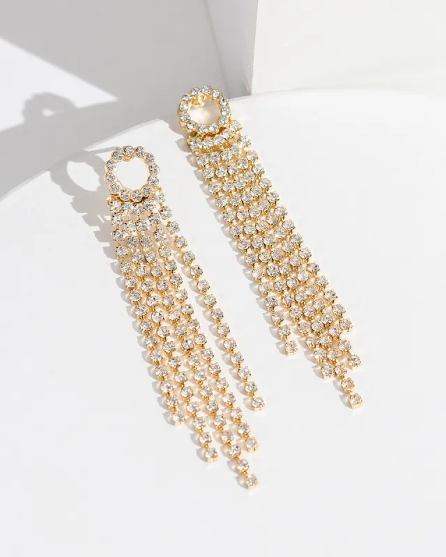Gold Mini Halo Tassel Earrings sold by Collete Hayman