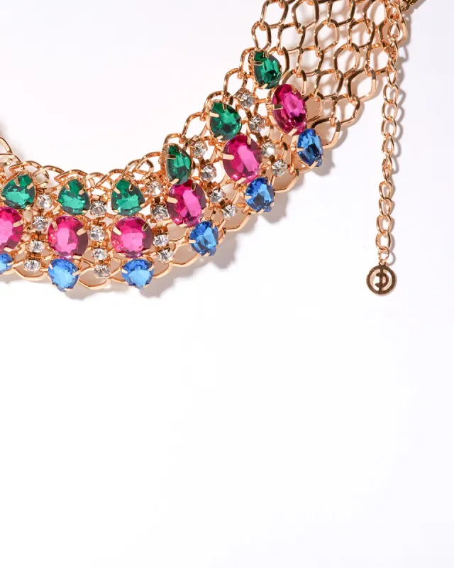 Multi Colour Statement Crystal Choker Necklace sold by Collete Hayman