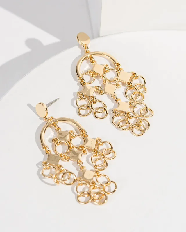 Gold Diamond Chain Dangle Stud Earrings sold by Collete Hayman