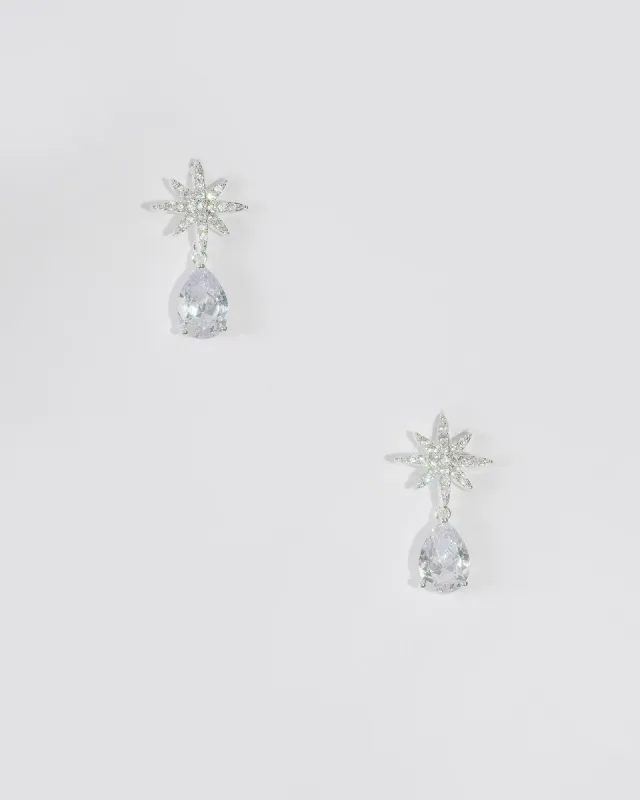 Silver Starburst Teardrop Stud Earrings sold by Collete Hayman