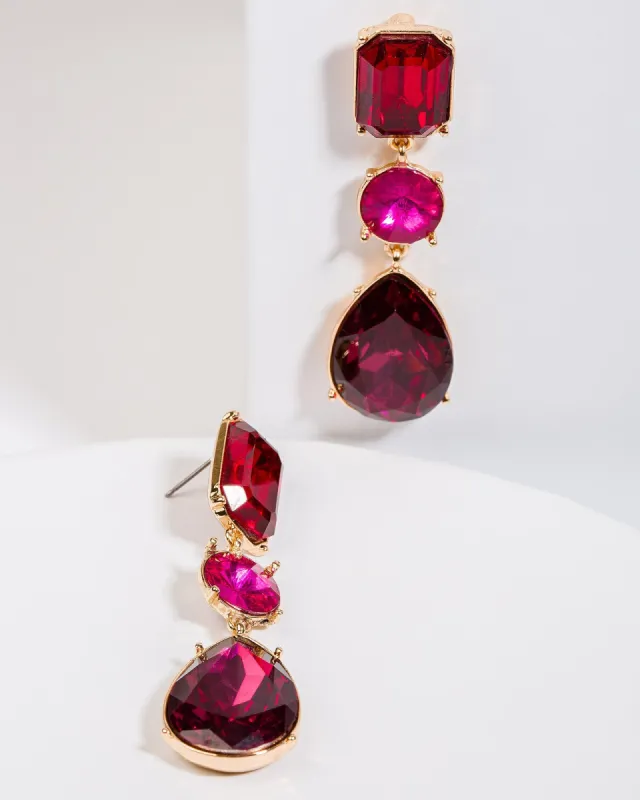 Red Mixed Style Crystals Drop Earrings sold by Collete Hayman