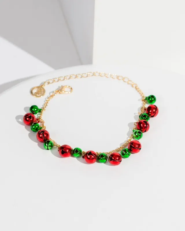 Multi Colour Christmas Bell Charm Bracelet sold by Collete Hayman
