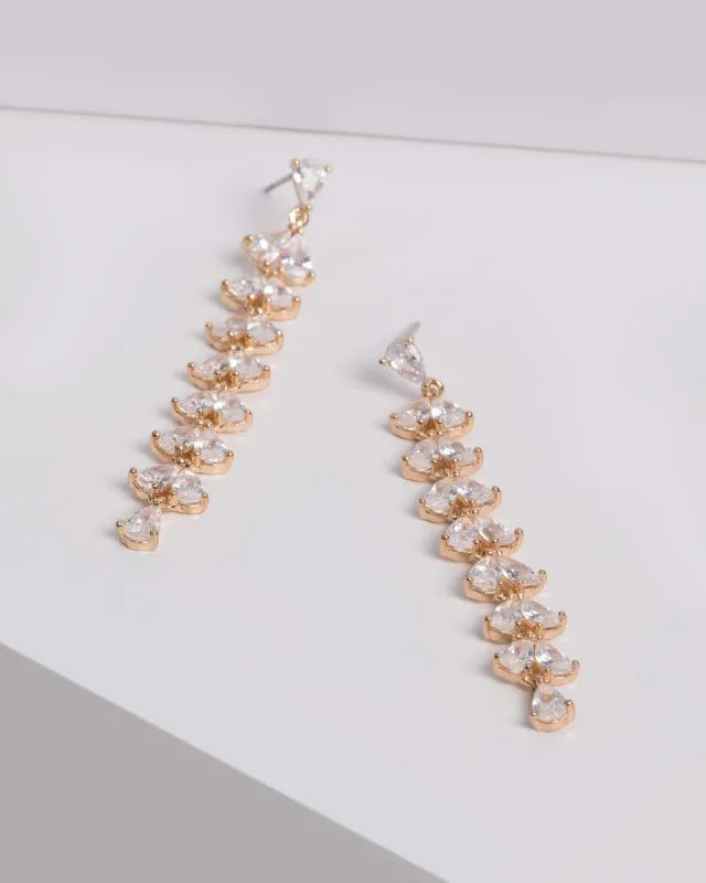 Gold Teardrop Diamante Drop Earrings sold by Collete Hayman