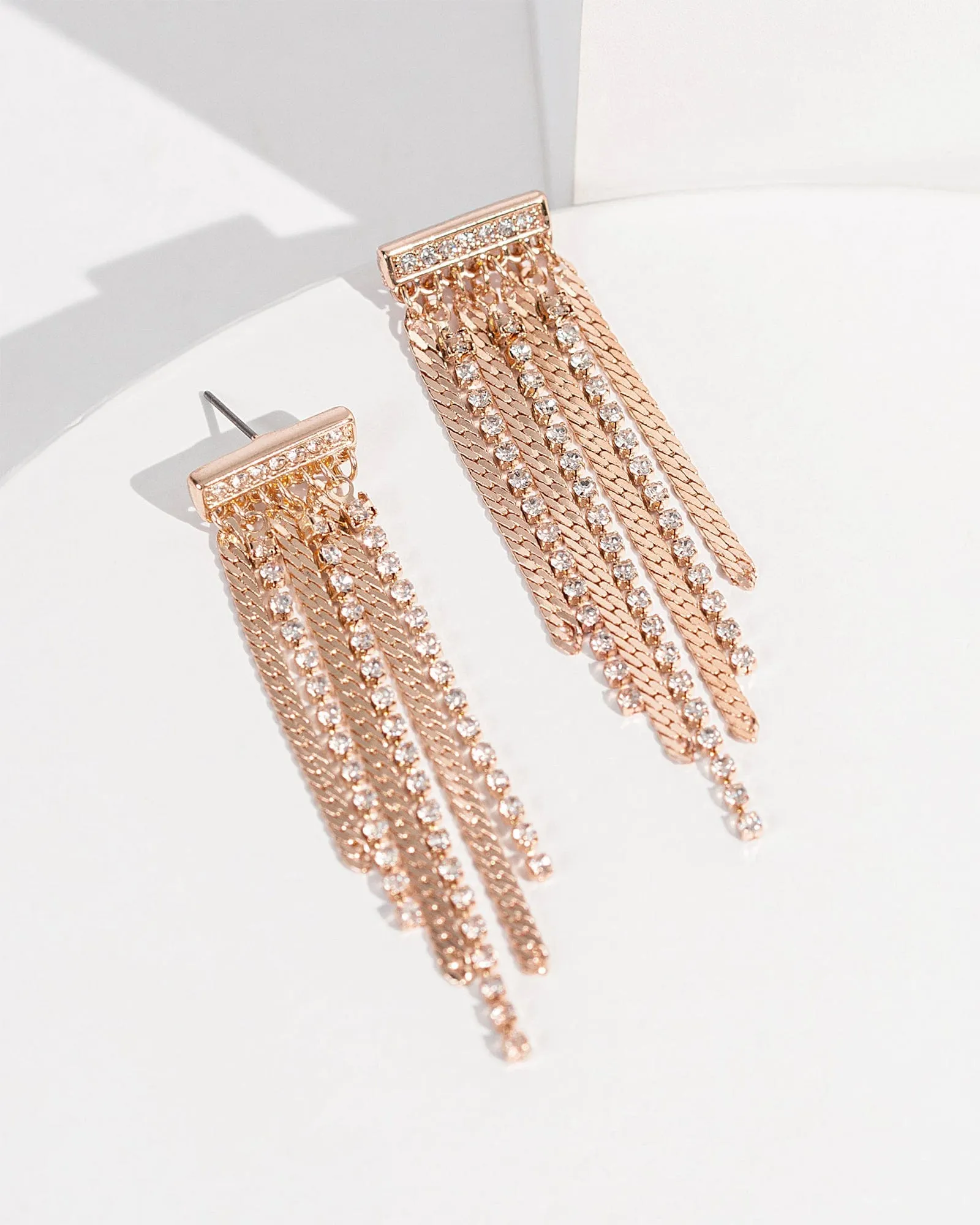 Rose Gold Dangle Diamond Chain Stud Earrings sold by Collete Hayman product image thumbnail 2
