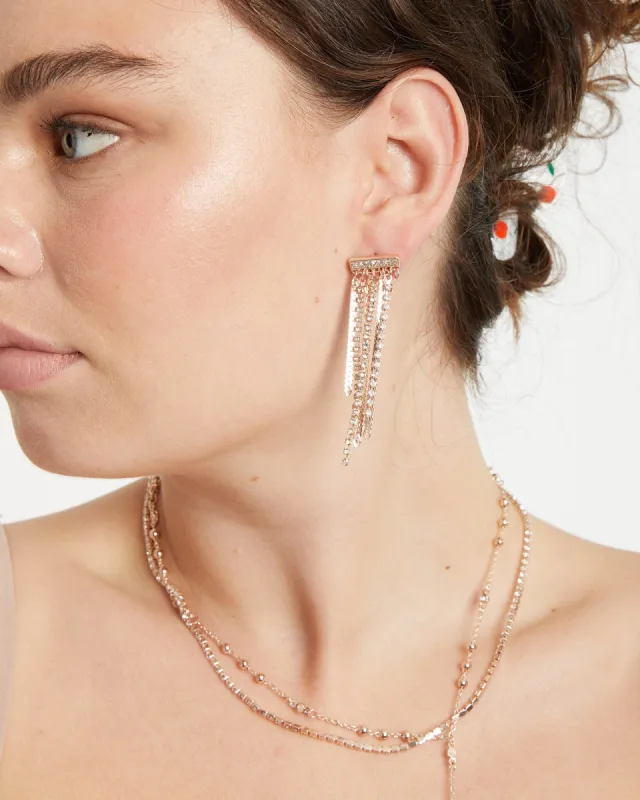 Rose Gold Dangle Diamond Chain Stud Earrings sold by Collete Hayman