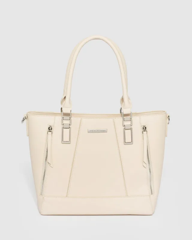 Angie Ivory Panel Tote sold by Collete Hayman