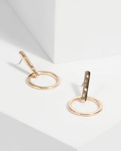 Gold Bar Hoop Drop Earrings sold by Collete Hayman