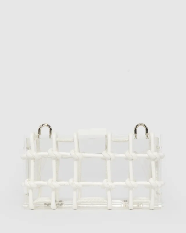 White Ava Rope Hardcase Clutch Bag sold by Collete Hayman