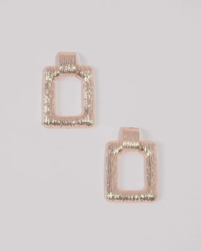 Rose Gold Textured Metal Rectangle Drop Earrings sold by Collete Hayman